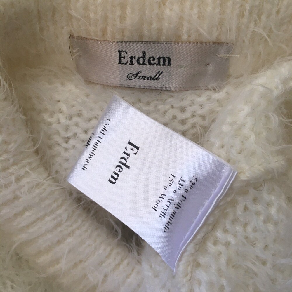 EUC Erdem Fuzzy White Embroidered Flower Super Soft Sweater S - Picture 5 of 5